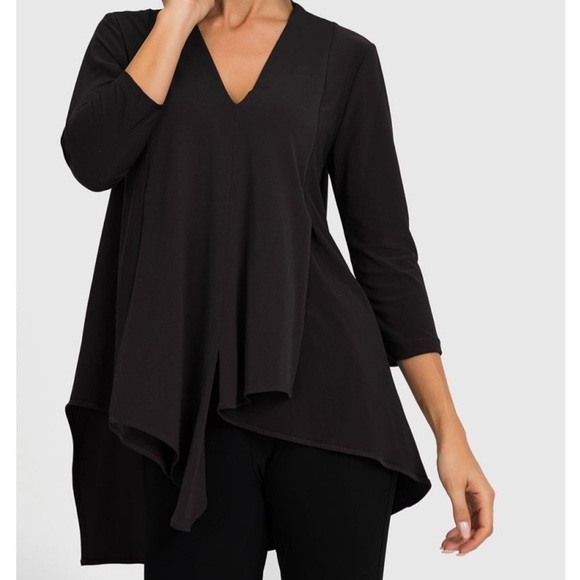 NWT Joseph Ribkoff Tunic Style Asymmetric Hem Top Black Size 4 Retail $169.00 - Picture 1 of 9